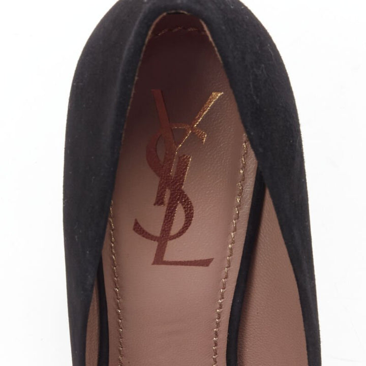 YVES SAINT LAURENT Charlie 105 black suede rhinestone jewel heel pump EU37.5