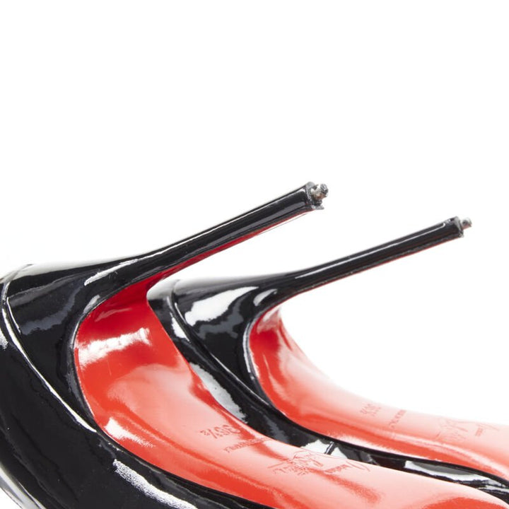 CHRISTIAN LOUBOUTIN Fifille 100 black patent round toe stiletto pump EU36.5