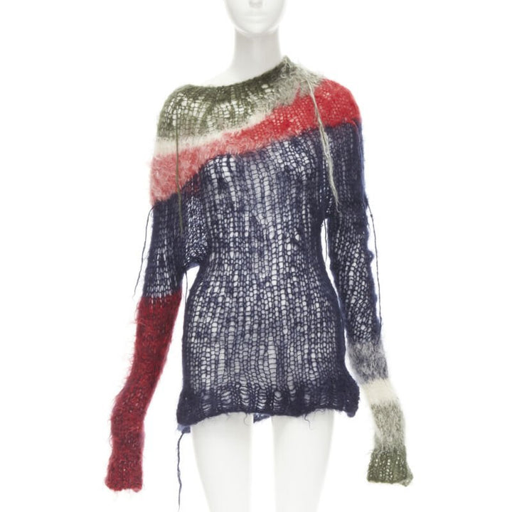 JUNYA WATANABE 2006 Runway punk loose knit wool distressed punk sweater M
