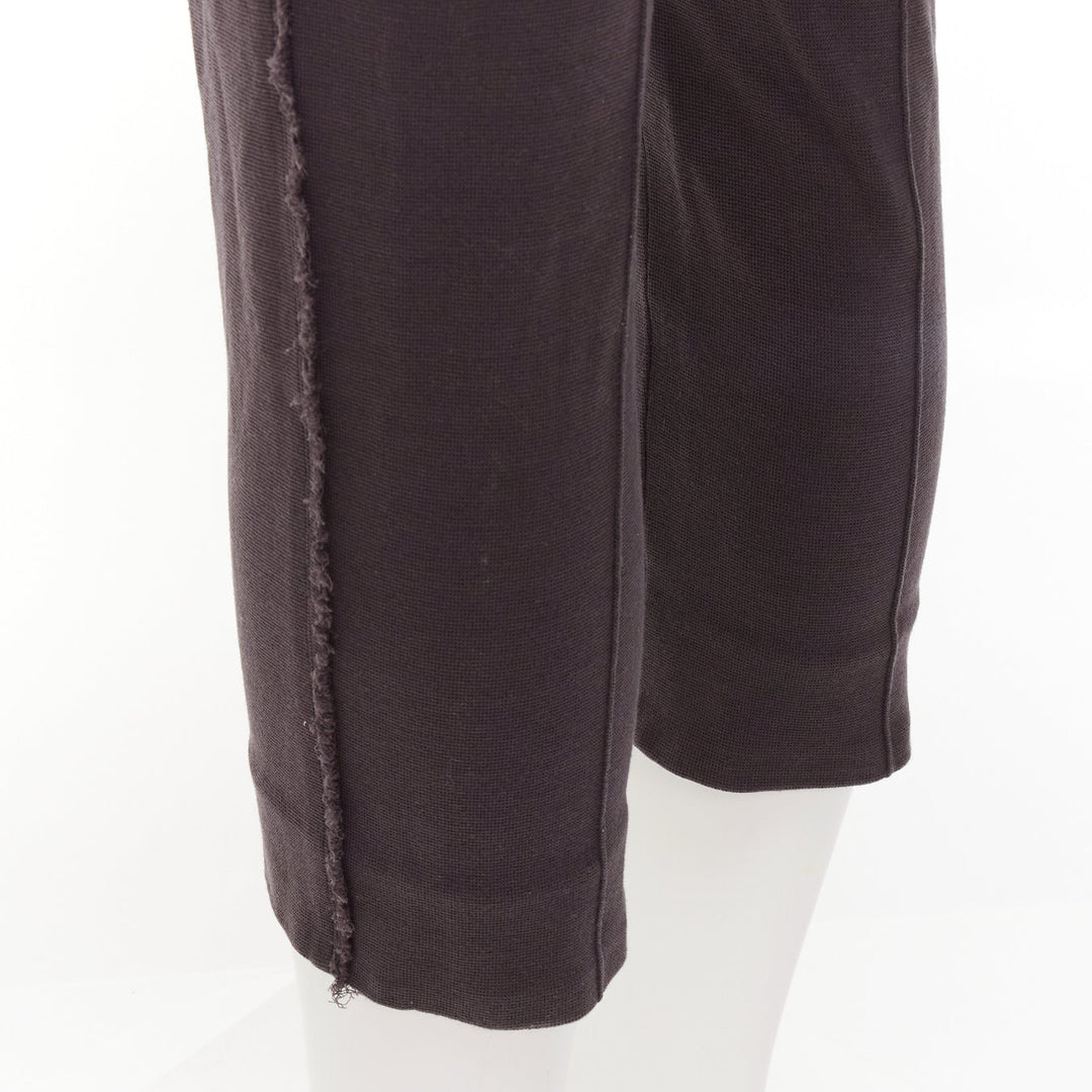 LANVIN grey cotton distressed trim washed waistband cropped pants S