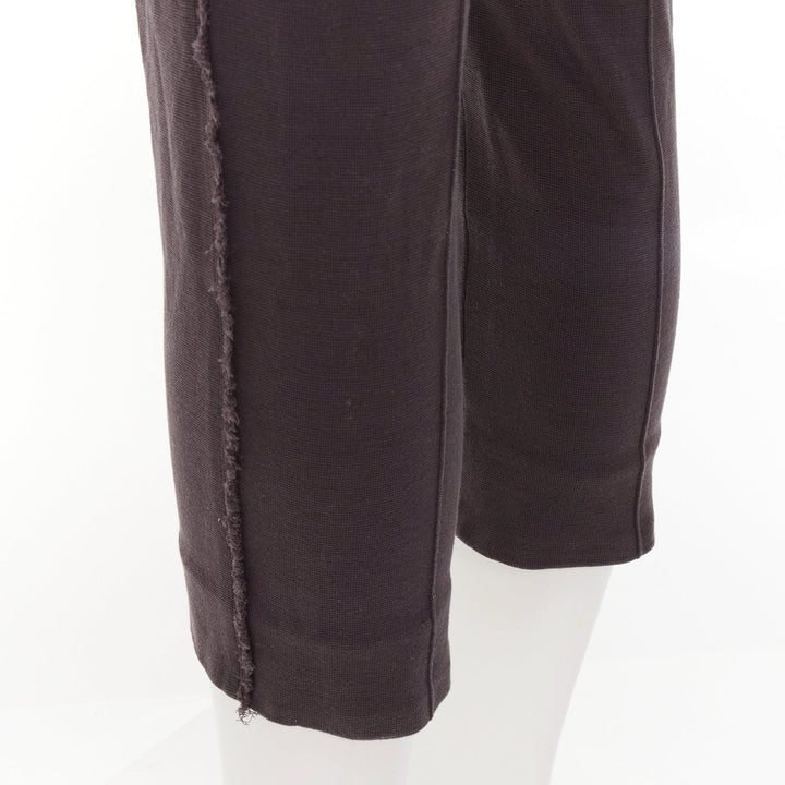 LANVIN grey cotton distressed trim washed waistband cropped pants S