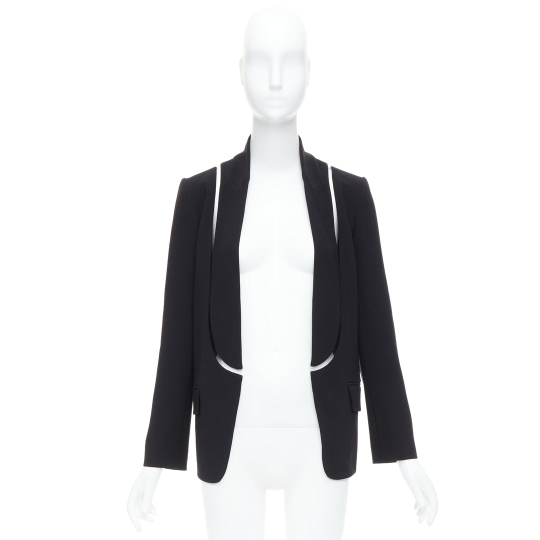 ALEXANDER WANG black fish wise tcut out long blazer jacket US0 XS