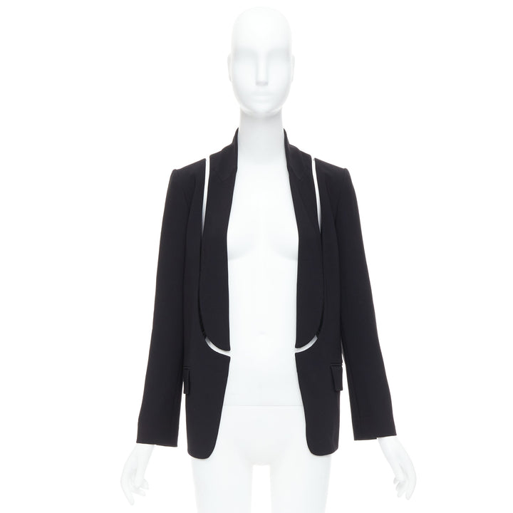 ALEXANDER WANG black fish wise tcut out long blazer jacket US0 XS