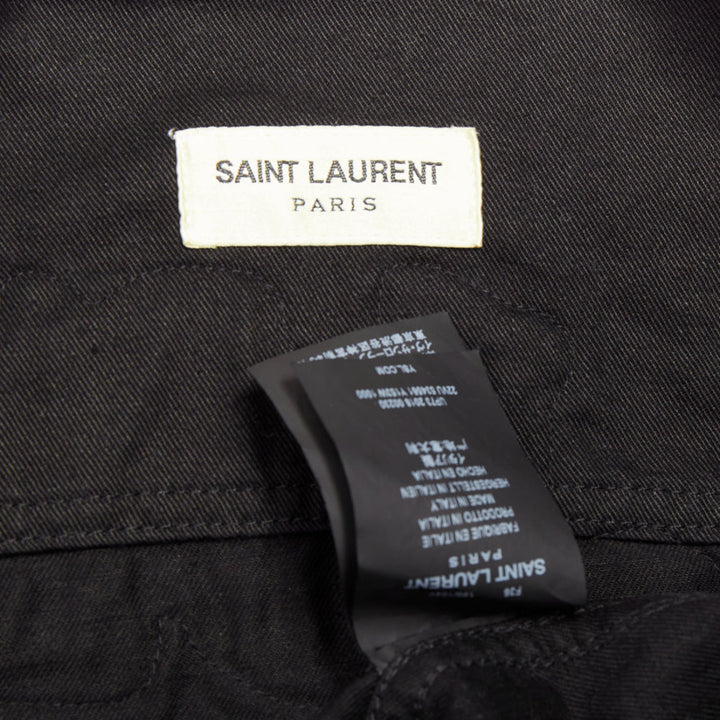 SAINT LAURENT 2018 black cotton ramie glitter logo safari jacket FR36 S