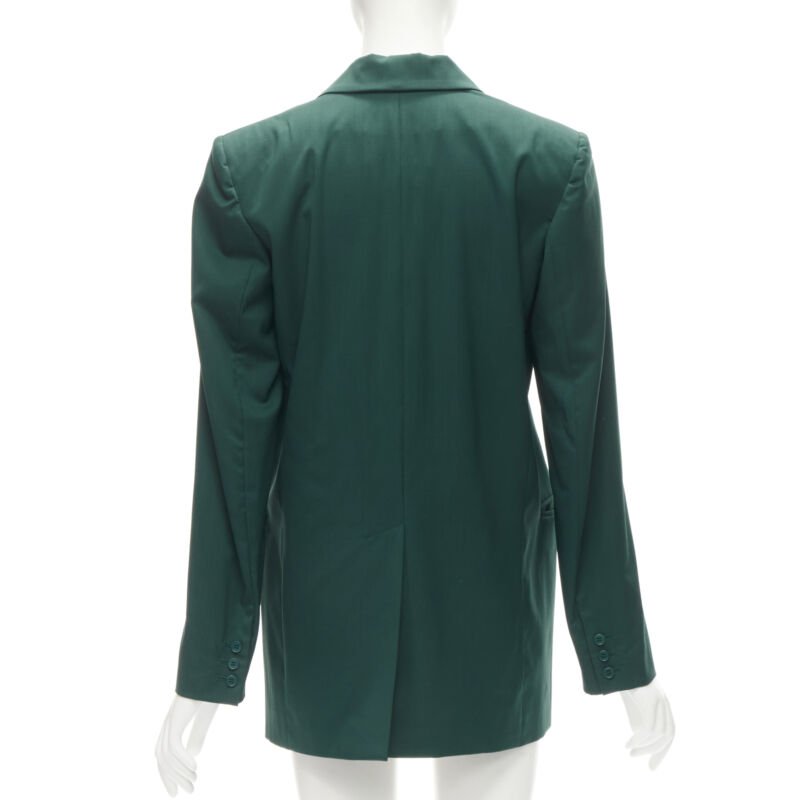 RYAN ROCHE 100% wool green peal lapel single button blazer jacket US2 XS