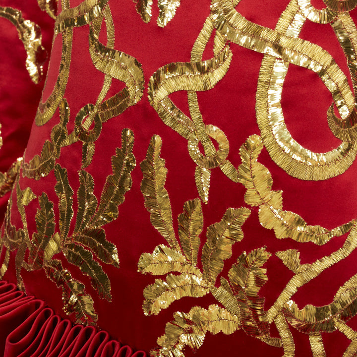 ALEXANDER MCQUEEN 2010 Runway Angels Demons red gold sequin pleat dress IT40 S