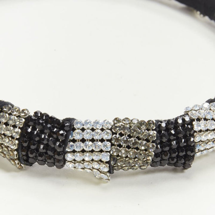 ALEXANDER ZOUARI black silver crystal encrusted headband