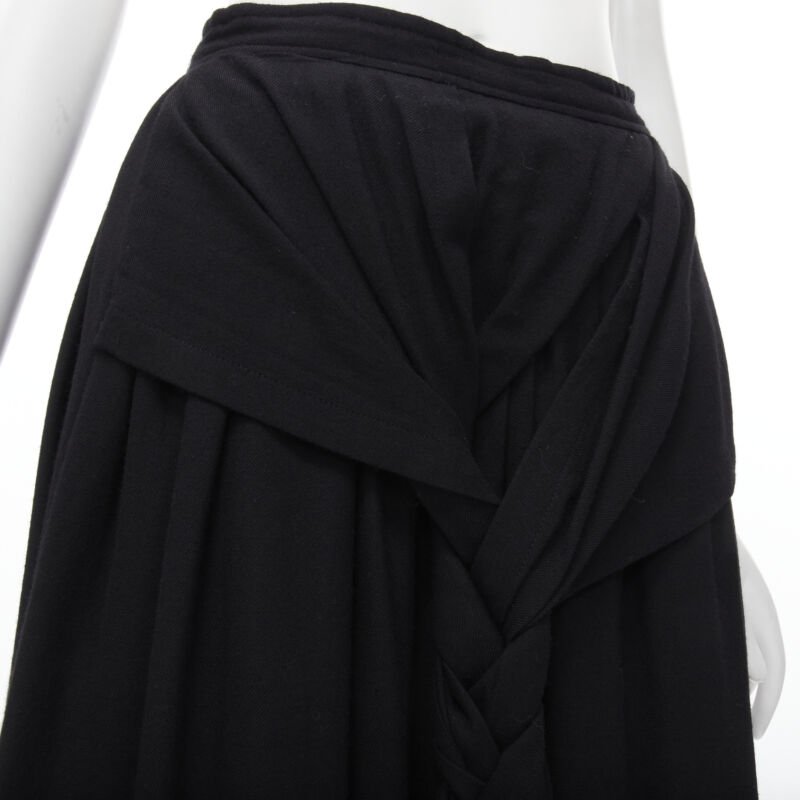 Runway COMME DES GARCONS Vintage 1988 black wool braid red embroidery skirt M