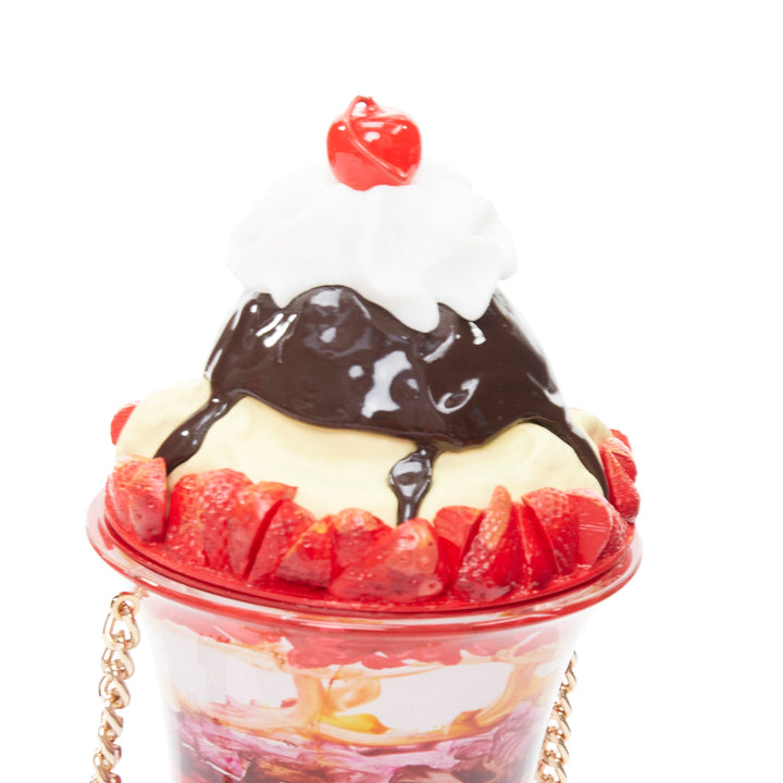 rare MOSCHINO 2022 Ice Cream Sundae Runway pink chocolate chain crossbody bag