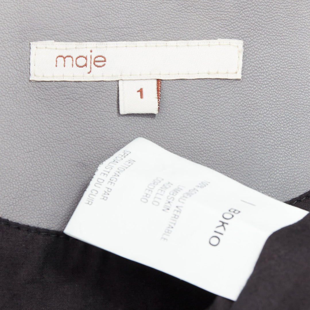 MAJE Bokio grey black ombre lambskin leather flare jacket FR1