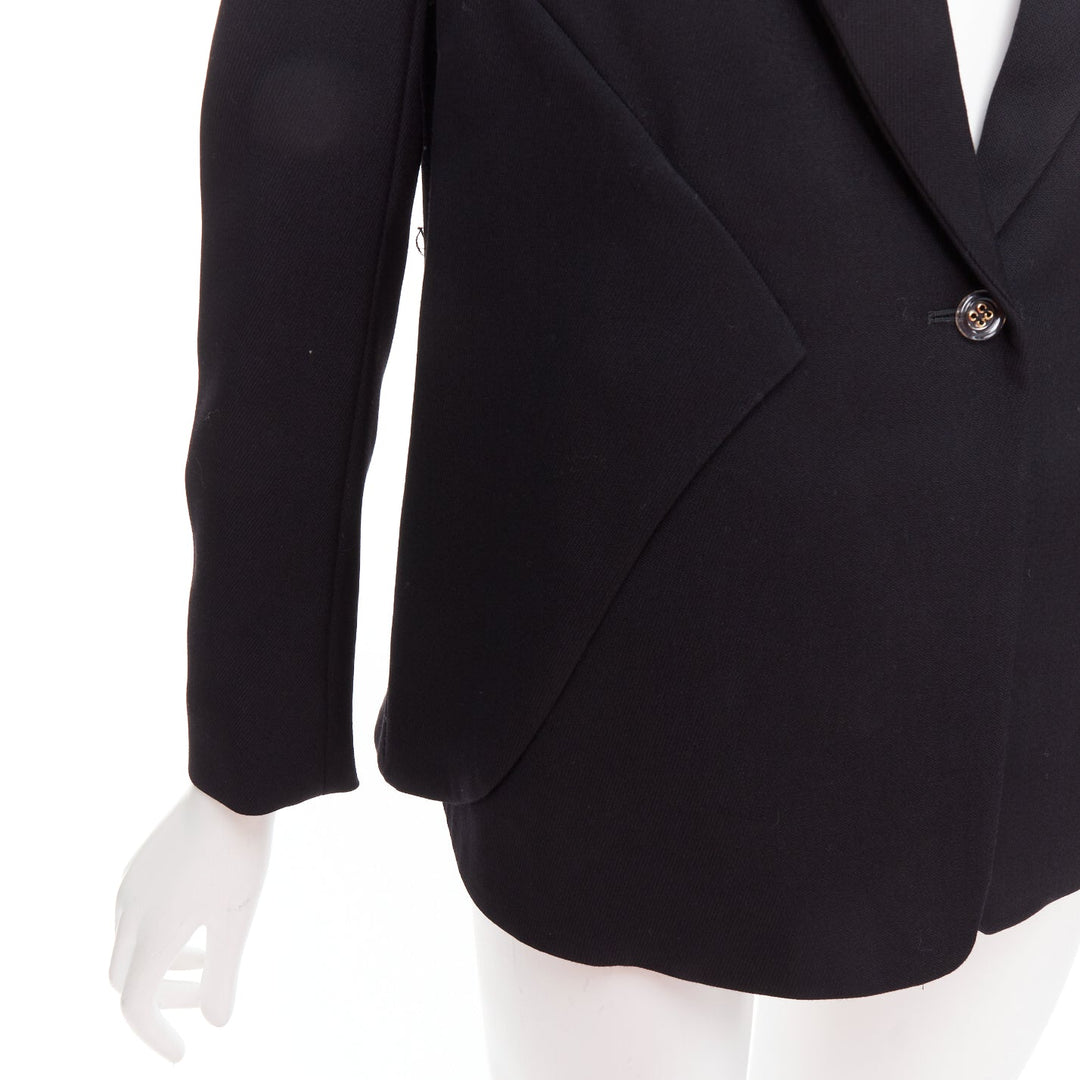 YVES SAINT LAURENT 2010 black wool blend deconstructed blazer FR36 S