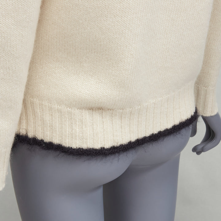 OLD CELINE PHOEBE PHILO cream cashmere mohair cutout turtleneck sweater M