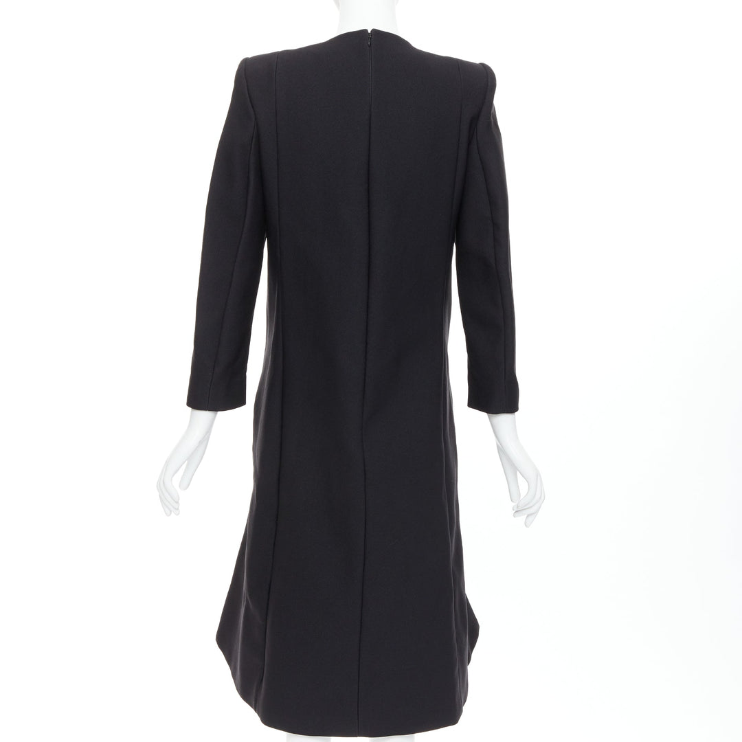 BALENCIAGA Demna 2016 black padded structural midi dress FR40 L