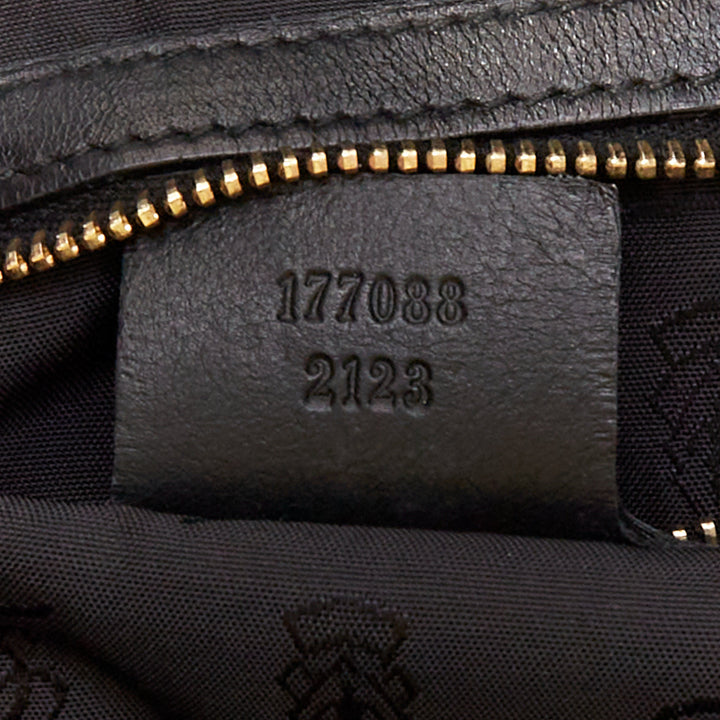 GUCCI Indy black chevron cut fur gold saddle metal handle hobo bag