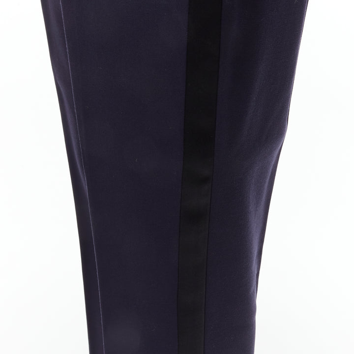 SAINT LAURENT virgin wool navy classic satin shawl collar tux blazer suit EU50 L