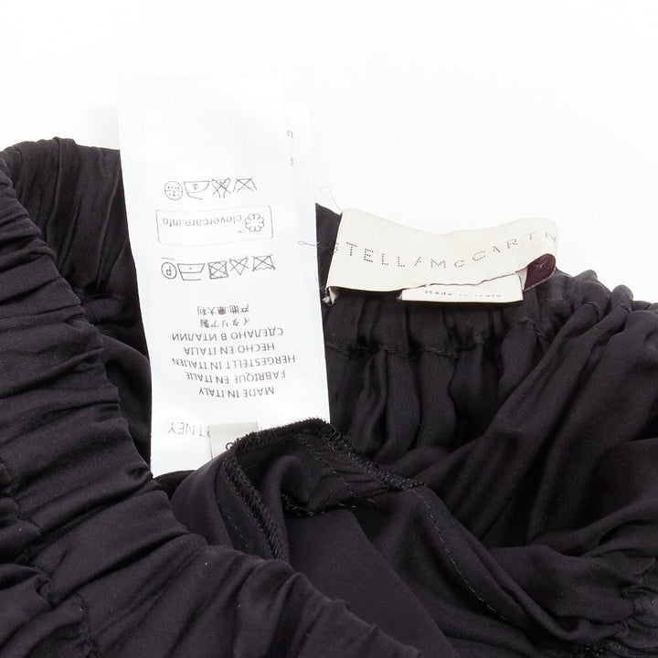 STELLA MCCARTNEY 100% silk black crin flounce hem tiered midi skirt IT36 XXS
