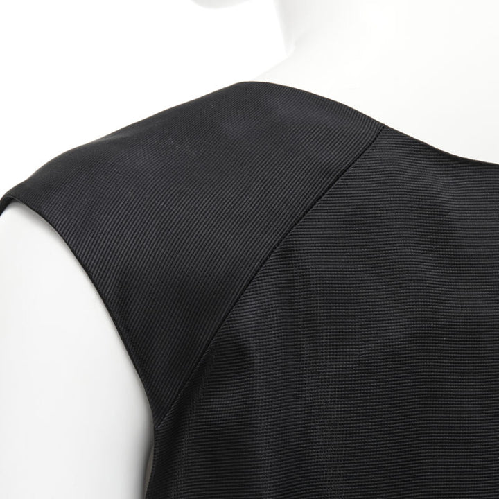 MARNI black V-neck heavy acetate panelled back hem sleeveless boxy top IT38 XS