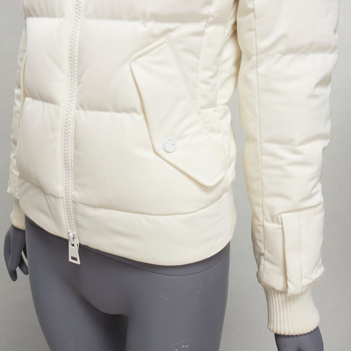 ROSSIGNOL ivory fur trim hood logo hooded down puffer jacket IT38 XS