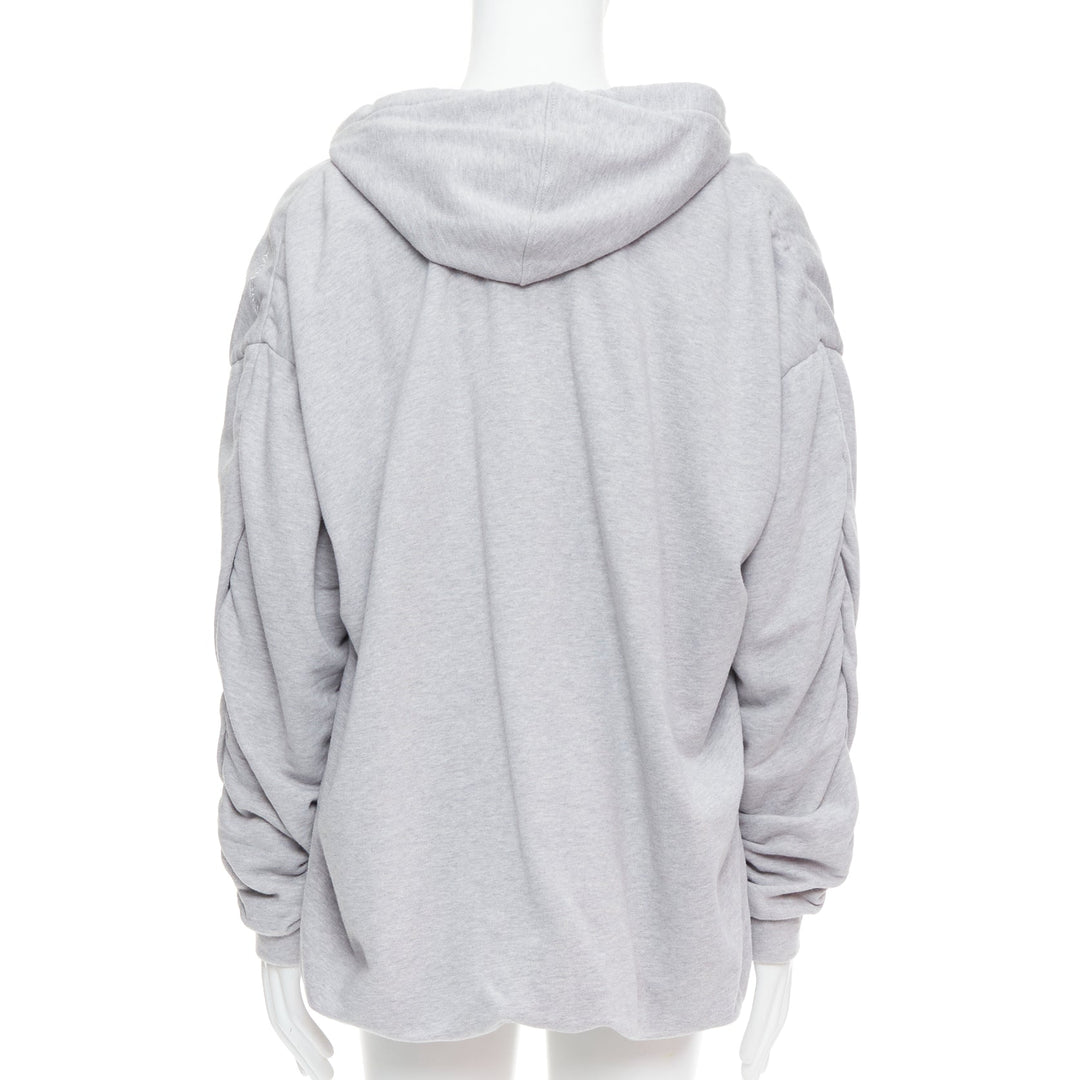 Y PROJECT grey cotton nude jersey lined gathered sleeves hoodie S