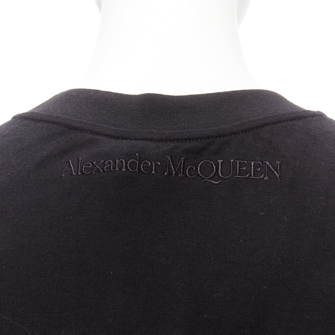 ALEXANDER MCQUEEN 2021 black cotton cold shoulder puff sleeves top IT38 XS
