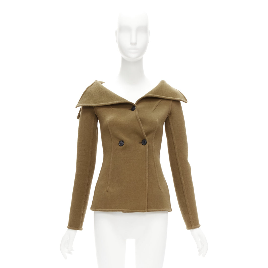 OLD CELINE Phoebe Philo 2014 Runway brown wool foldover collar jacket FR34 XS