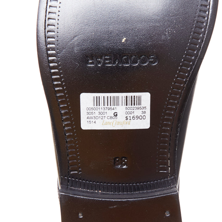 ALAIA Goodyear black leather laser cut out braided brogue EU38