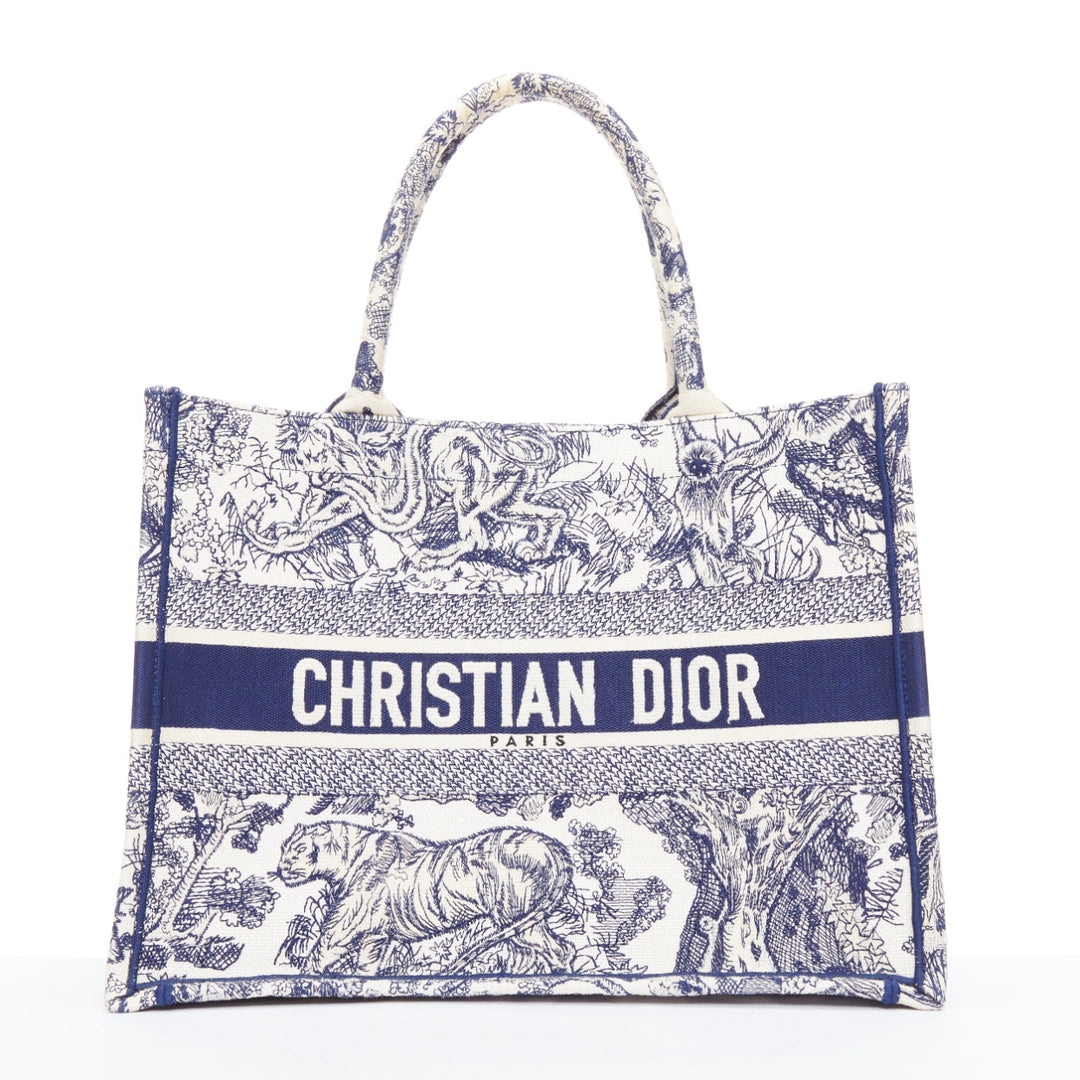 CHRISTIAN DIOR Book Tote navy cream Toile de Jouy canvas bag