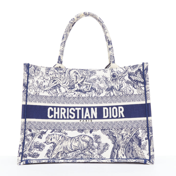 CHRISTIAN DIOR Book Tote navy cream Toile de Jouy canvas bag