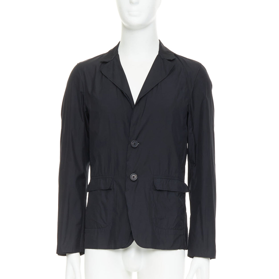 LANVIN black light double layer fabric raw edges blazer jacket FR44 XS