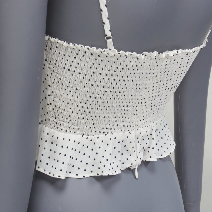 REFORMATION Hall white polka dot V neck retro ruched tank top US0 XS