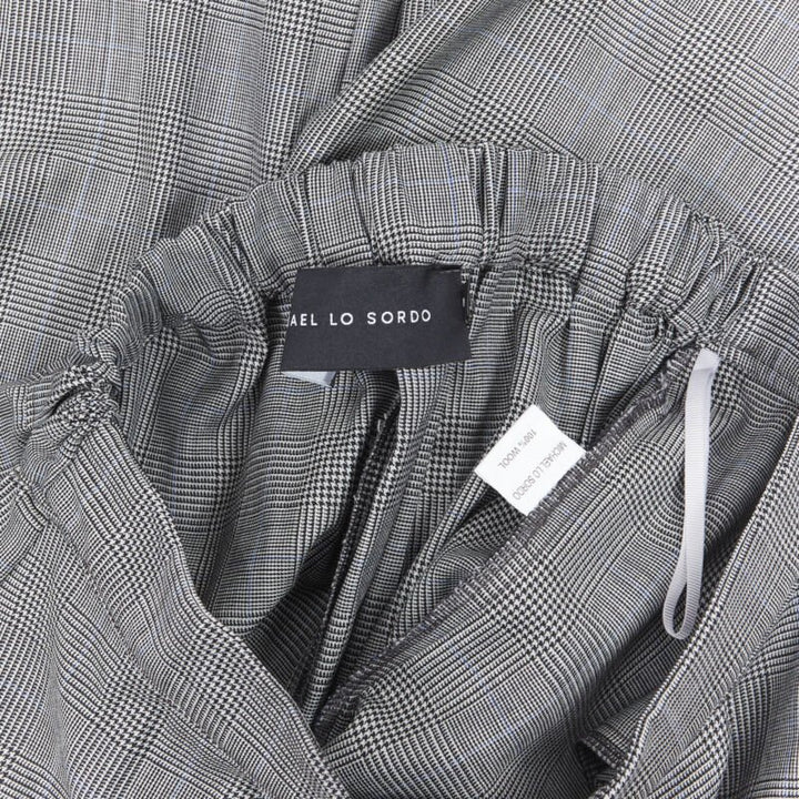 MICHAEL LO SORDO 100% wool grey herringbone check wide cuff wide pants UK6