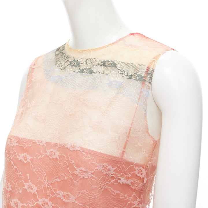 RED VALENTINO peach rainbow lace sleeveless fit flared cocktail dress IT40 S