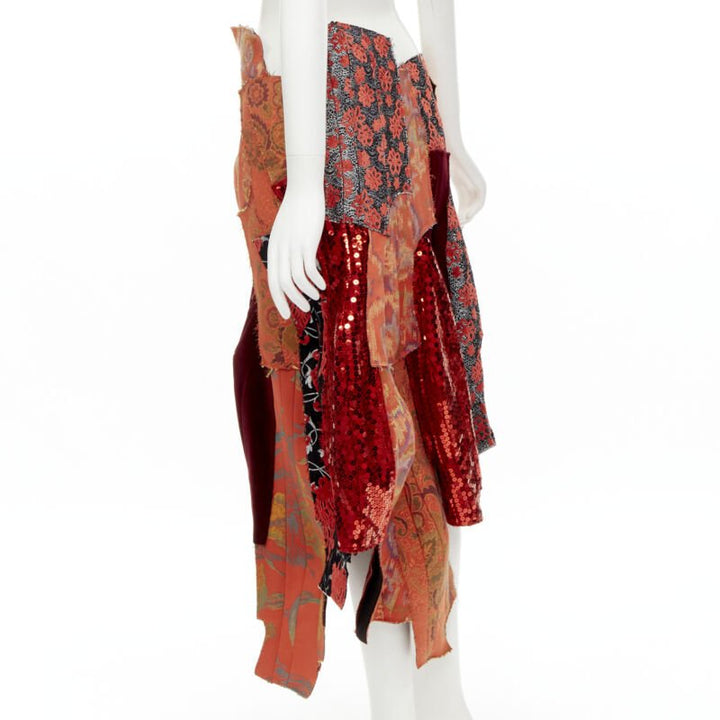 rare COMME DES GARCONS 2010 Runway oriental jacquard sequins devore skirt S