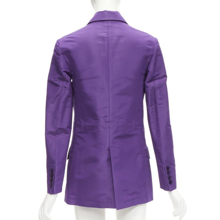 VALENTINO 2022 Runway purple 100% silk hidden waist drawstring blazer IT36 XS