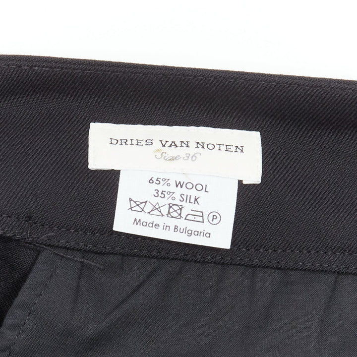 DRIES VAN NOTEN 2012 Runway Gold Chinese dragon pleated kilt trousers FR36 S