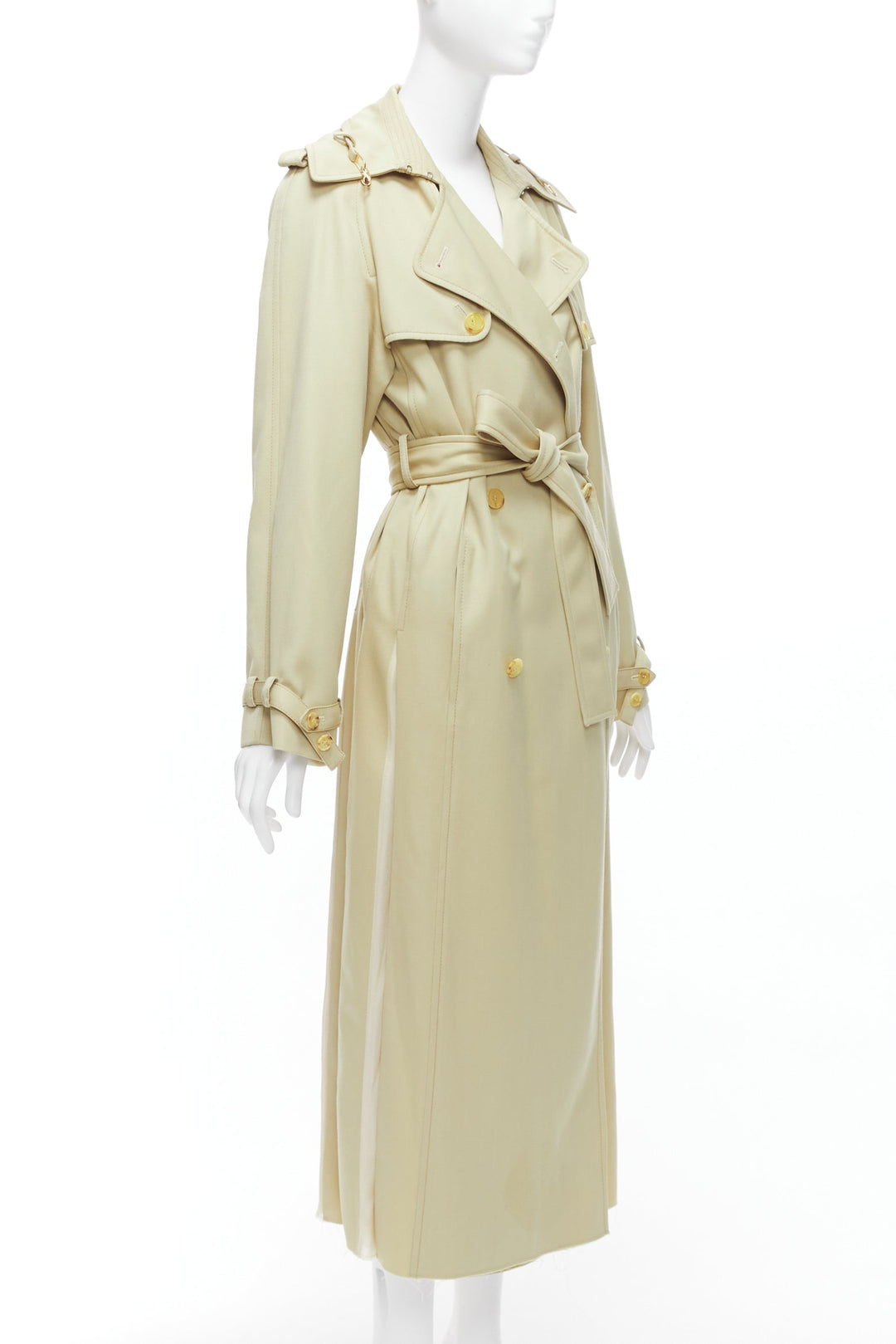 GABRIELA HEARST 100% merino wool silk trimmed pleats trench coat IT40 S