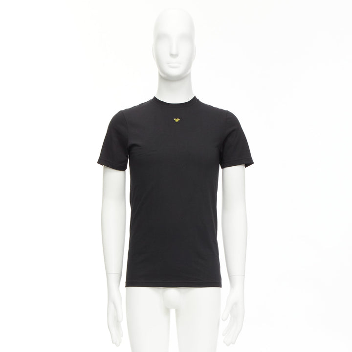 DIOR HOMME black cotton gold bee embroidered fitted tshirt XXS