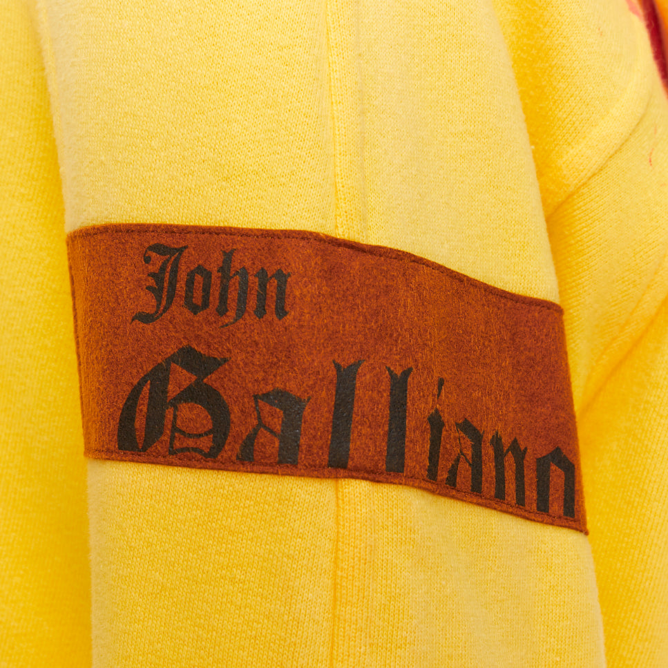 JOHN GALLIANO yellow cotton red logo print back raglan hoodie L