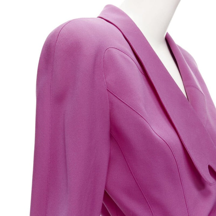 THIERRY MUGLER Vintage pink space age curved lapel metal buckle blazer IT9AT S