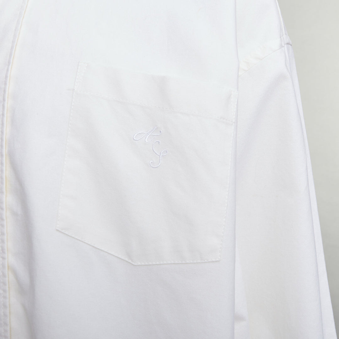 ACNE STUDIOS cream cotton cocoon silhouette AS embroidered shirt FR50 L