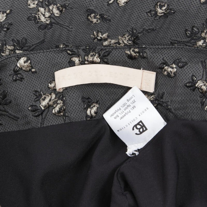 BROCK COLLECTION grey floral cloque front dart knee length pencil skirt Us0 XS