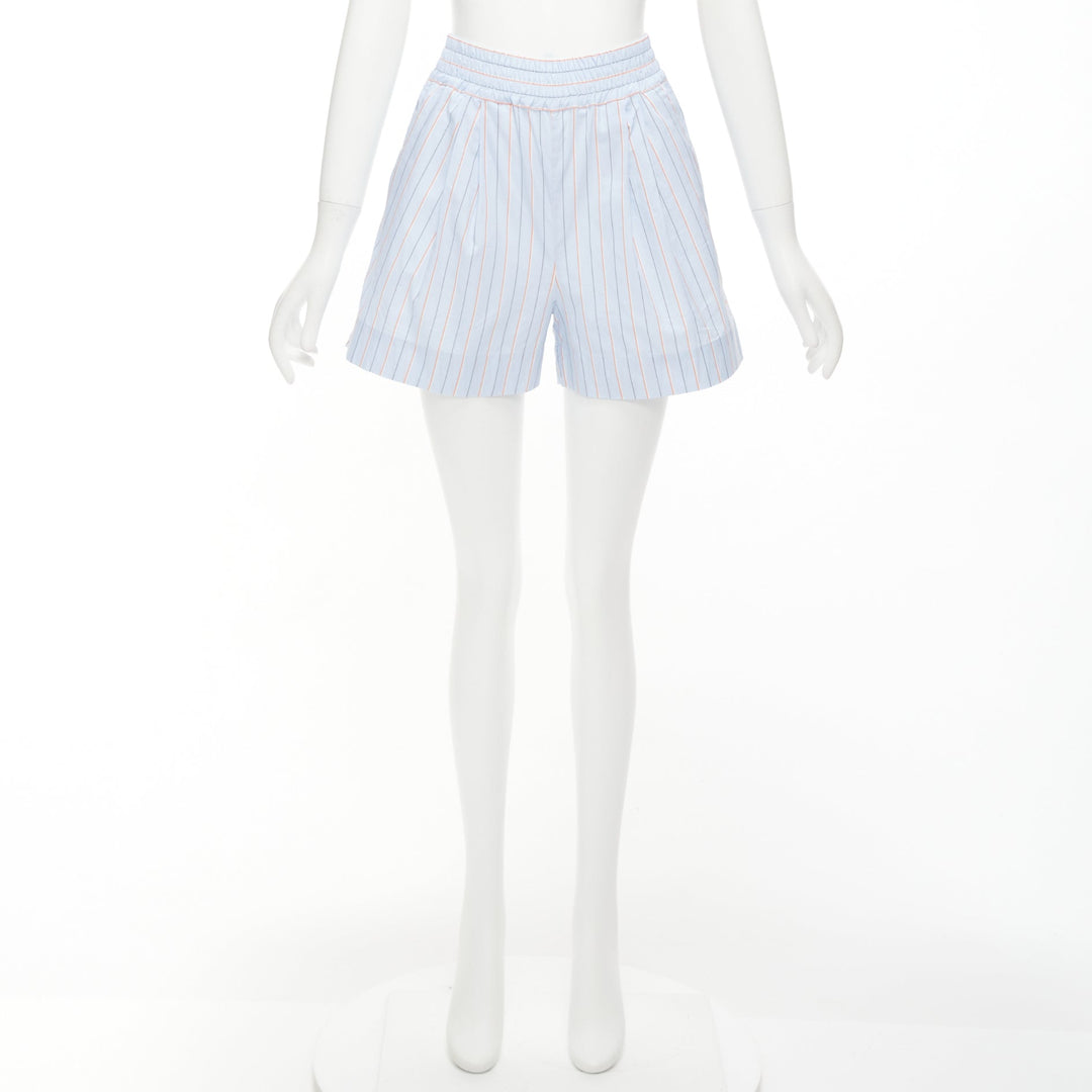 MARNI light blue orange pinstripe embroidered boxer shorts IT36 XXS