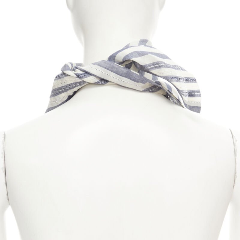 VIVIENNE WESTWOOD blue white nautical stripe orb logo handkerchief neckscarf