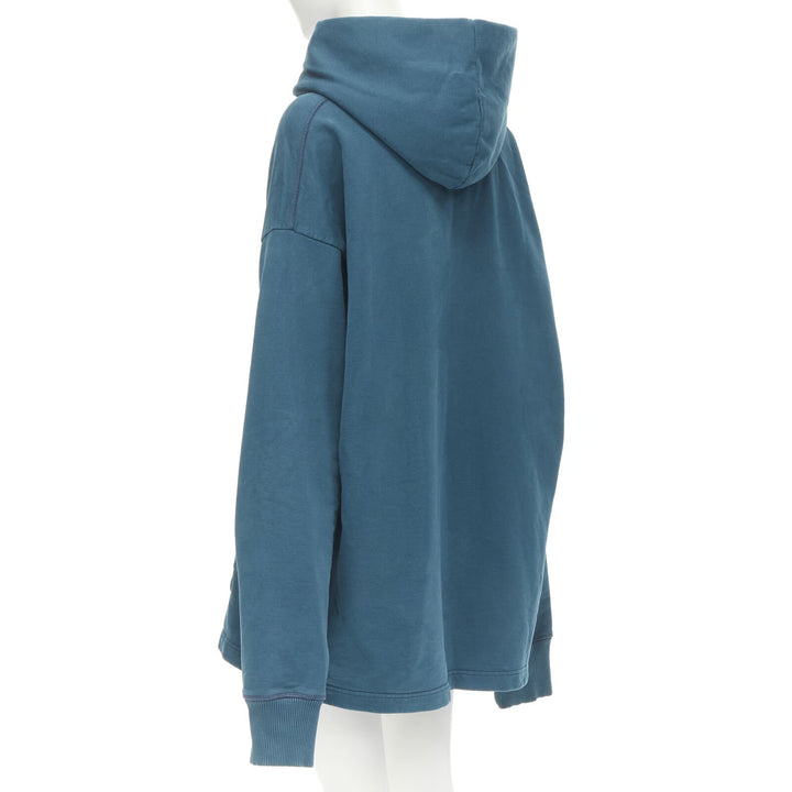 ACNE STUDIOS logo print washed cotton turquoise blue oversized hoodie M