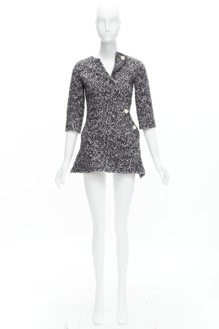 OLD CELINE Runway Phoebe Philo 2014 grey wool boucle bias diagonal top FR34 XS