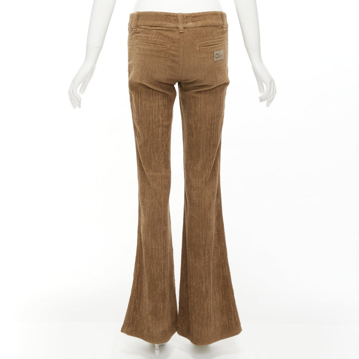 CHLOE brown cotton corduroy low waist flared pants FR34 XS