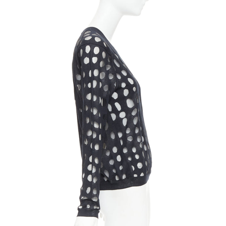 ACNE STUDIOS 2014 Ninah Dots black cotton irregular dots sheer sweater S
