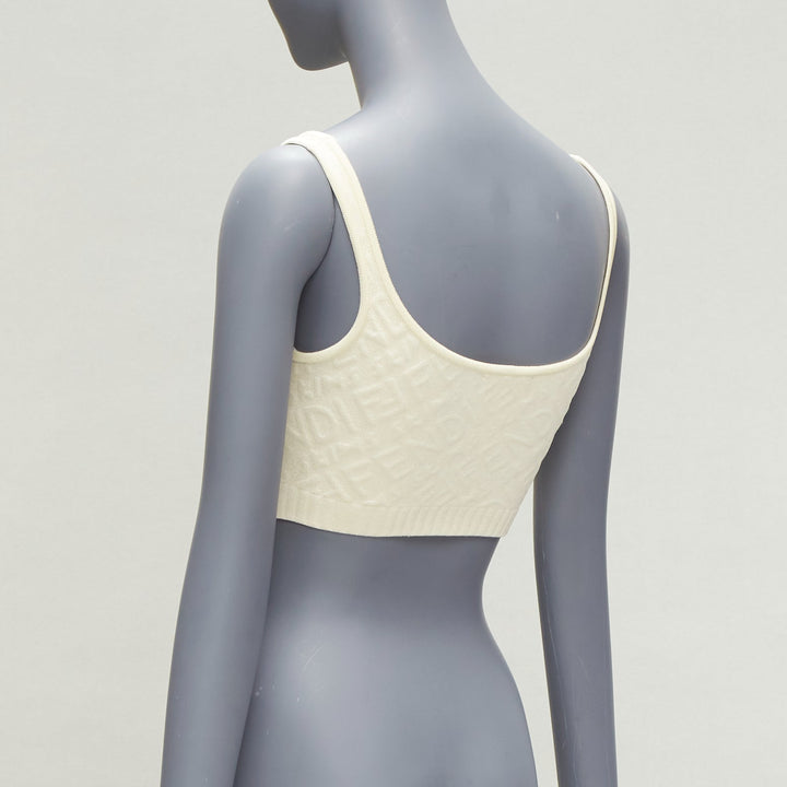 FENDI SKIMS cream logo jacquard scoop neck bralette crop top IT36 XXS