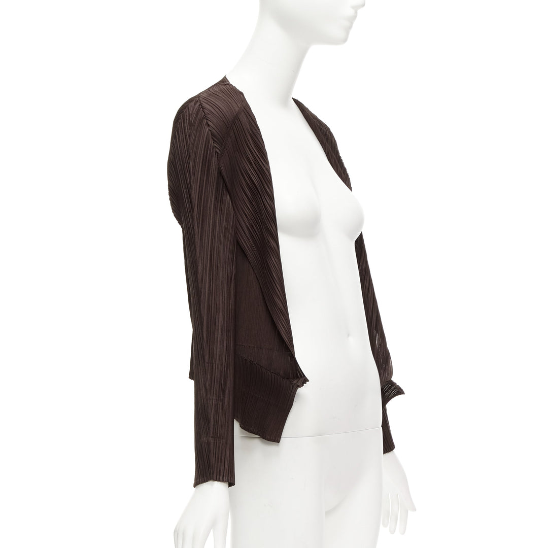 ISSEY MIYAKE Pleats Please dark brown plisse 3D cut cardigan jacket JP3 L