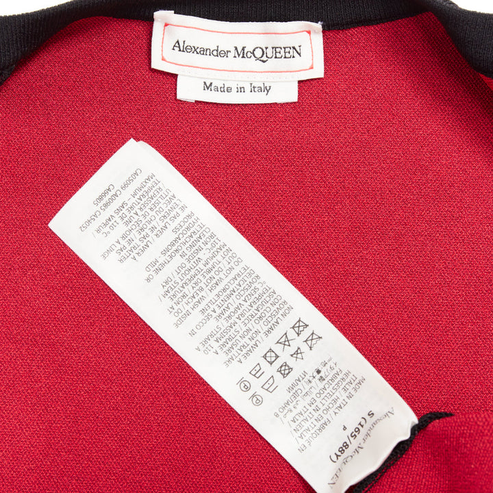 ALEXANDER MCQUEEN 2023 Ethereal Orchid red floral jacquard peplum cardigan S